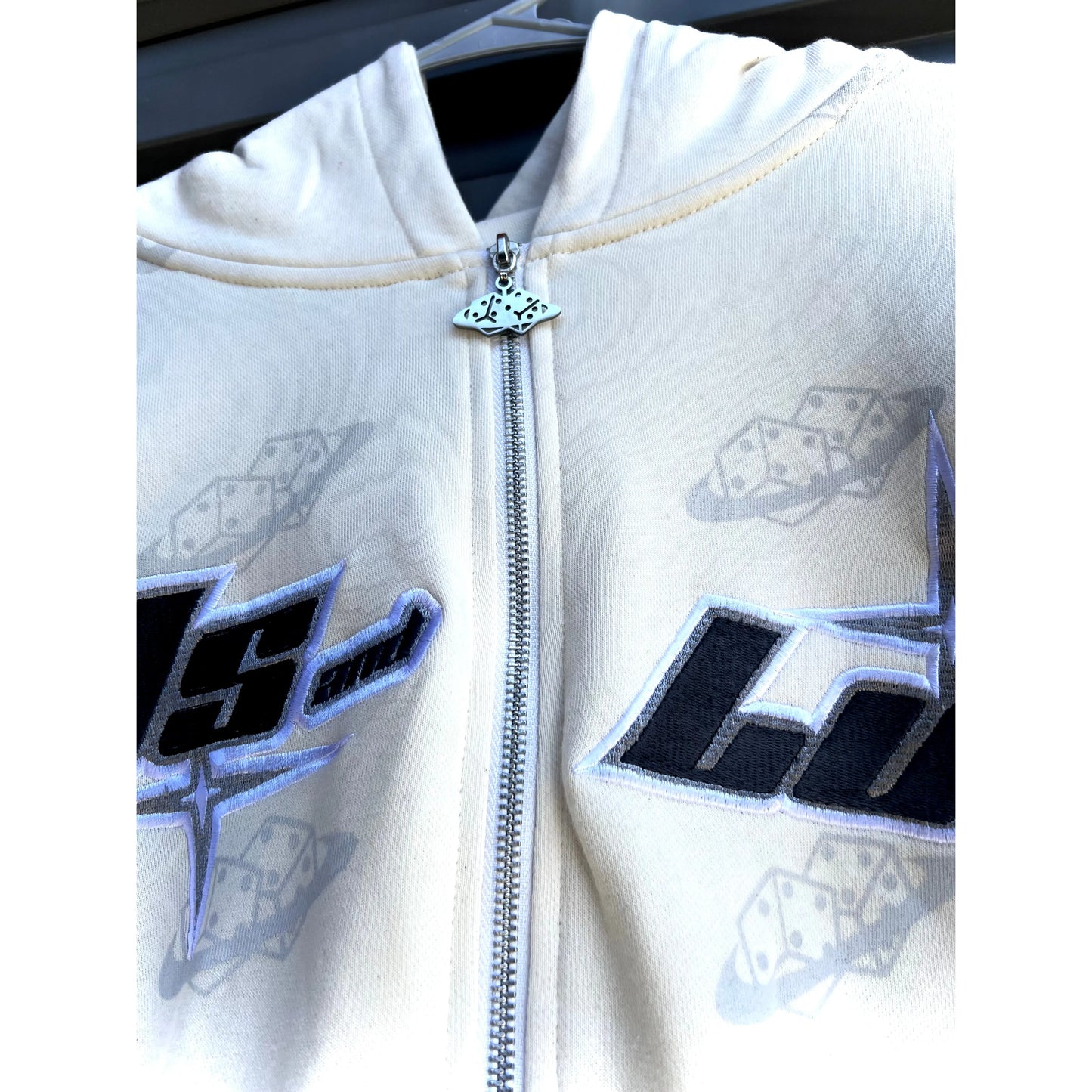 Creme Saturn Dice Zip Up [PRE-MADE] READY TO SHIP!