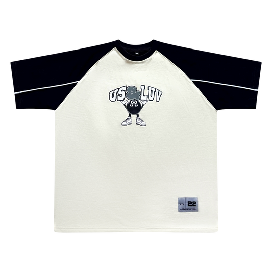 Short sleeve raglan creme/black 8ball shirt