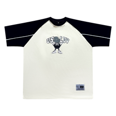 Short sleeve raglan creme/black 8ball shirt